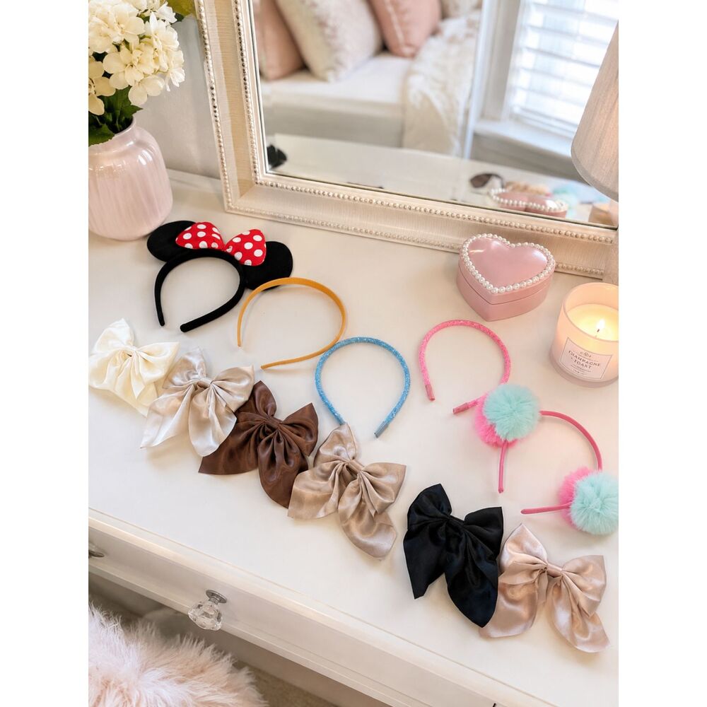 Bundle Of Girl's Bows And Headbands- Minnie Mouse, Neutral Bows, colorful